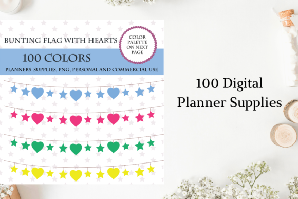 100 Bunting Flags Clipart, Banner Art: A Versatile Asset for Creative and Professional Workflows