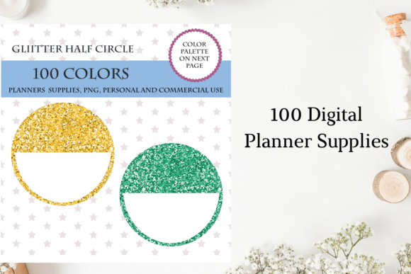 100 Glitter Half Circles Clipart: A Versatile Design Resource for Creatives