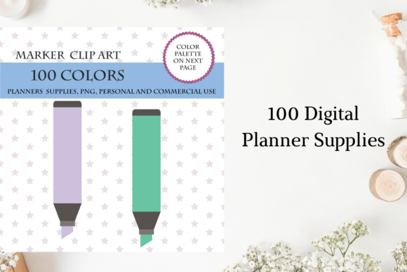 100 Marker Clipart and Highlighter Clipart Collection