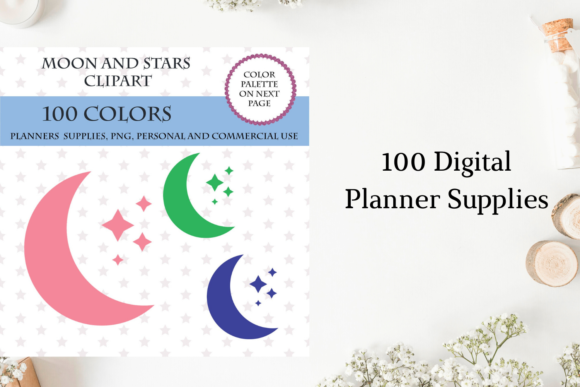 100 Moon and Stars Digital Clipart: A Versatile Resource for Designers, Educators, and Creatives