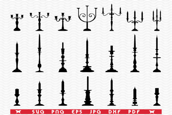 Candlesticks, Black Silhouette: A Versatile Design Element for Creators and Crafters