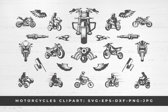 Custom Motorcycles Set Silhouettes: A Versatile Design Asset for Creative Projects
