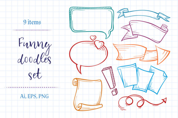 Funny Doodles Set 9 Items