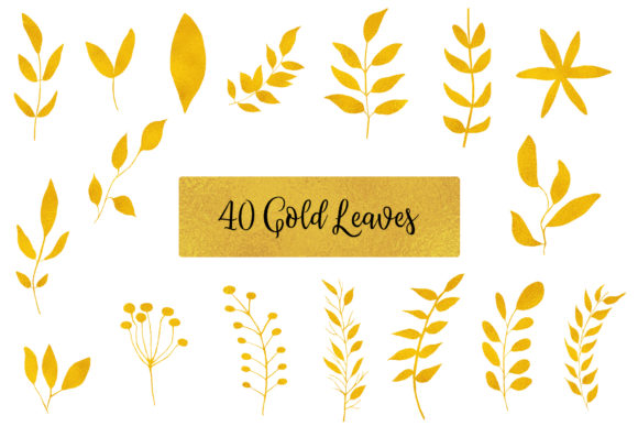Gold Leaves Floral Clipart: A Versatile Asset for Creative Projects