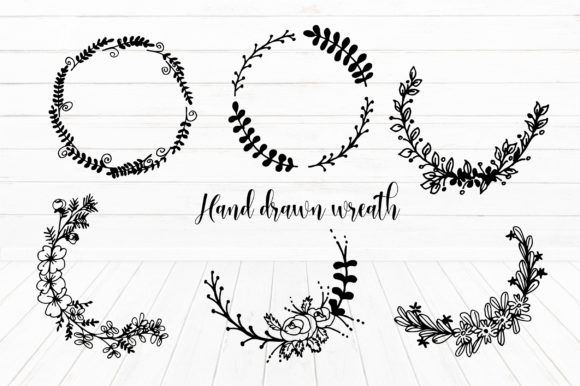 Hand Draw Flower Wreath Elements