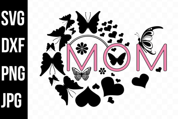 Mom, Decorative Butterflies, Hearts: A Strategic Design for Creative and Commercial Use
