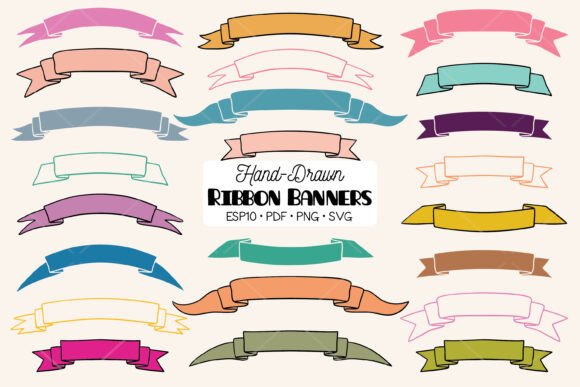 Ribbon Banner Color and Decorative Scroll Design