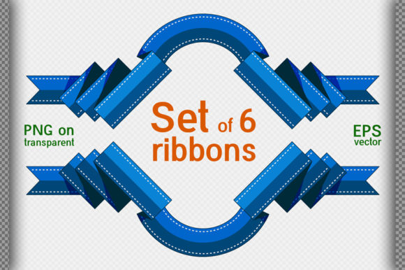 Set of 6 Decorative Ribbons. Flat 02: A Versatile Design Resource for Holiday and Creative Projects