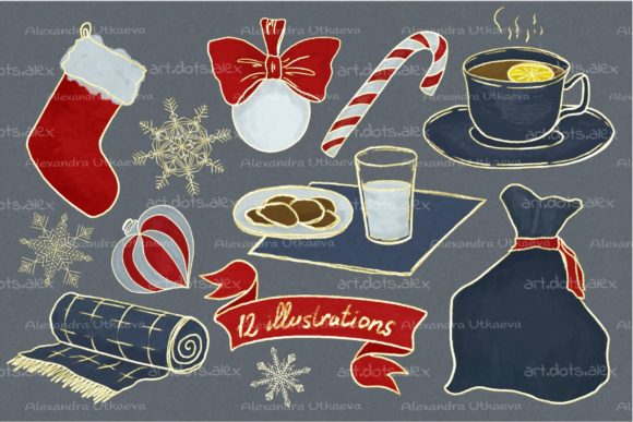 Set of Decorative Christmas Illustration
