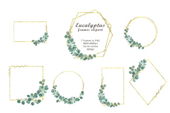 Watercolor Eucalyptus Frames Clipart: A Versatile Tool for Creative Designers