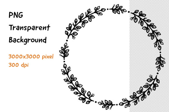 Wreath Frame Black and White -19: A Versatile Design Asset for Creative Projects